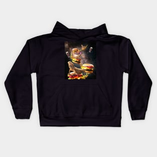 Galaxy Bearded Dragon On Burger - Space Cheeseburger Lizard Kids Hoodie